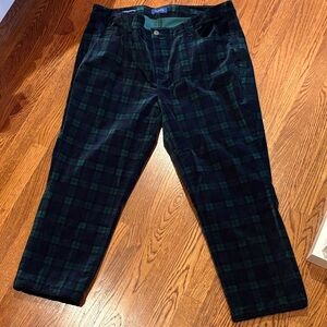 Talbots Green Plaid Velvet Pants